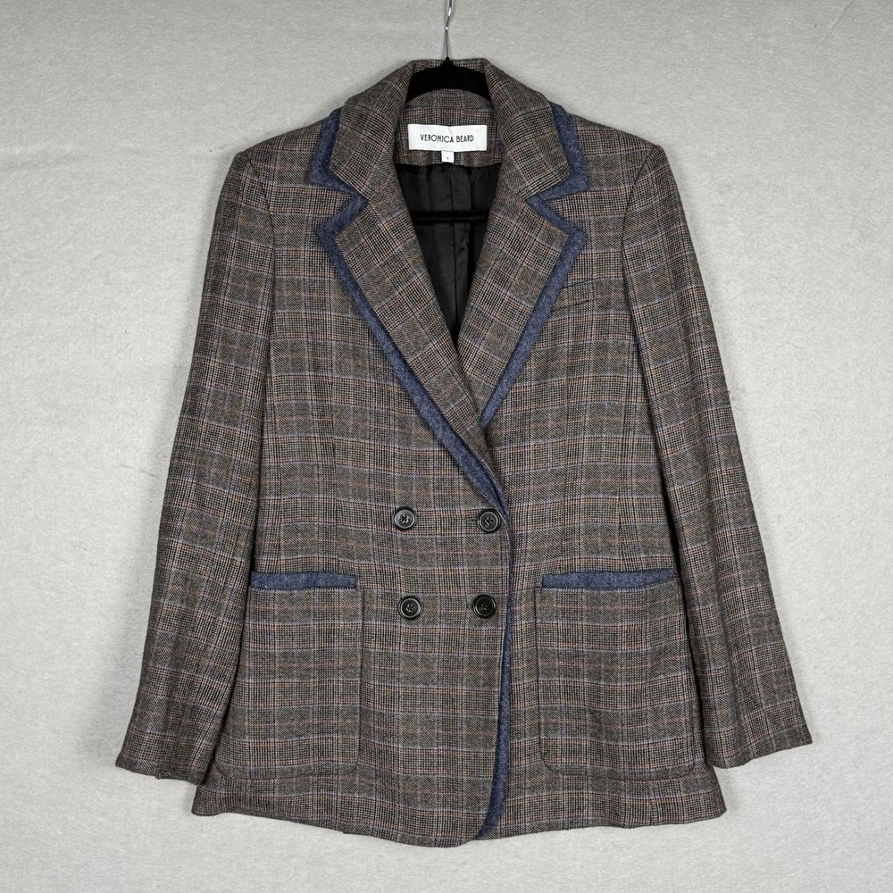 Veronica Beard Hedi Dickey Blazer‎ Grey Double Breasted Notch Lapel Jacket Sz 4